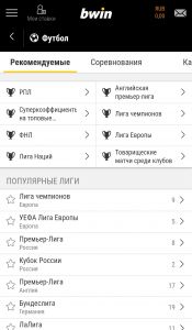 Рекомендуемые турниры в приложении БВИН