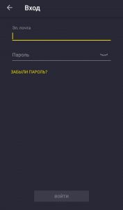 Вход в аккаунт по адресу почты и паролю